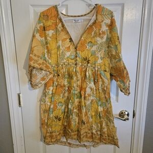 Nine Lives Bazaar Cream and Orange Floral Dress